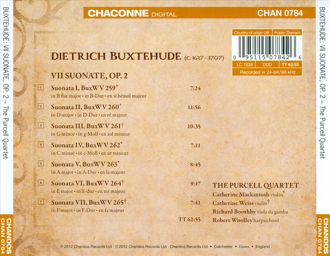 Dietrich Buxtehude: 7 Sonatas, Op. 2 cover art