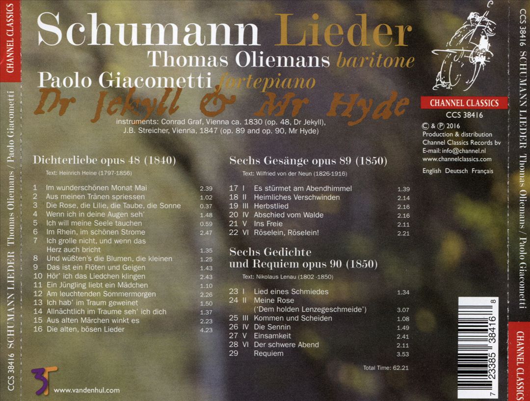 Dr Jekyll & Mr Hyde: Schumann Lieder cover art