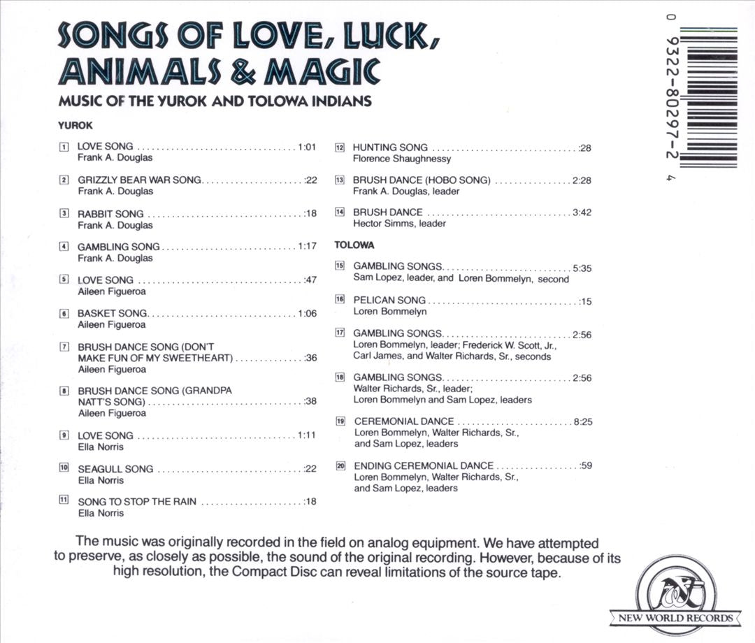Songs of Love, Luck, Animals & Magic: Music of The cover art