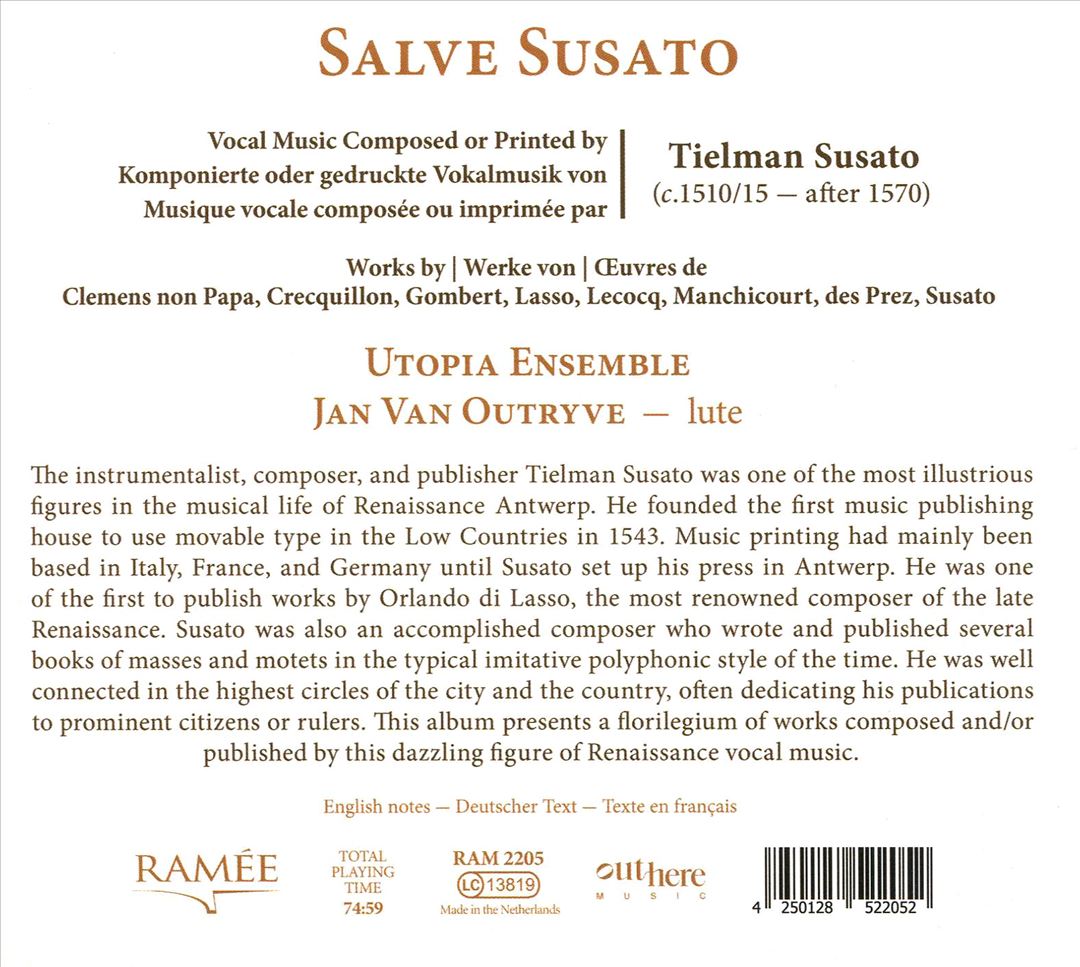 Salve Susato: Music Composed or Printed by Tielman Susato cover art