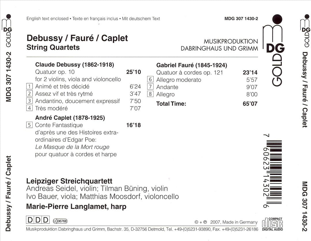 Debussy: String Quartet; Fauré: String Quartet; Caplet: Conte Fantastique cover art