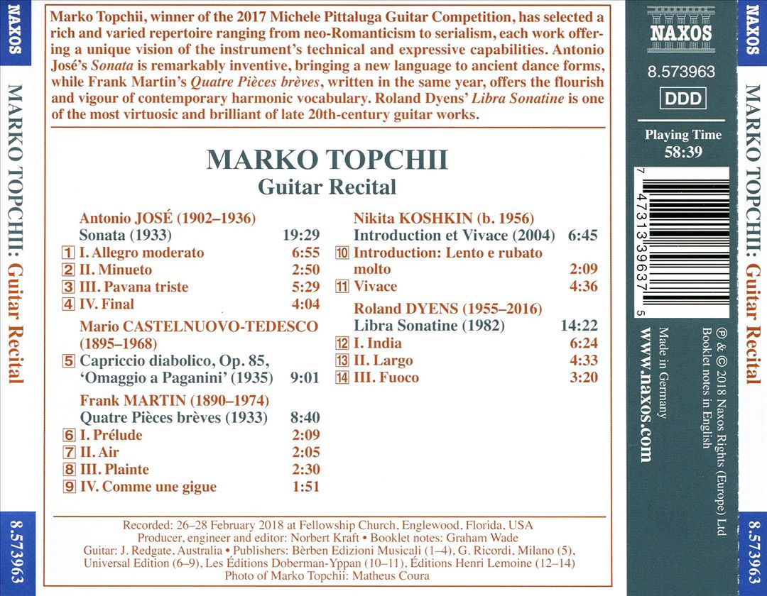 Laureate Series, Guitar: Marko Topchii - Winner 2017 Michele Pittaluga Guitar Competition, Alessandria cover art