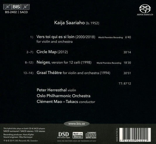 Kaija Saariaho: Graal Théâtre; Circle Map; Neiges; Vers toi qui es si loin cover art