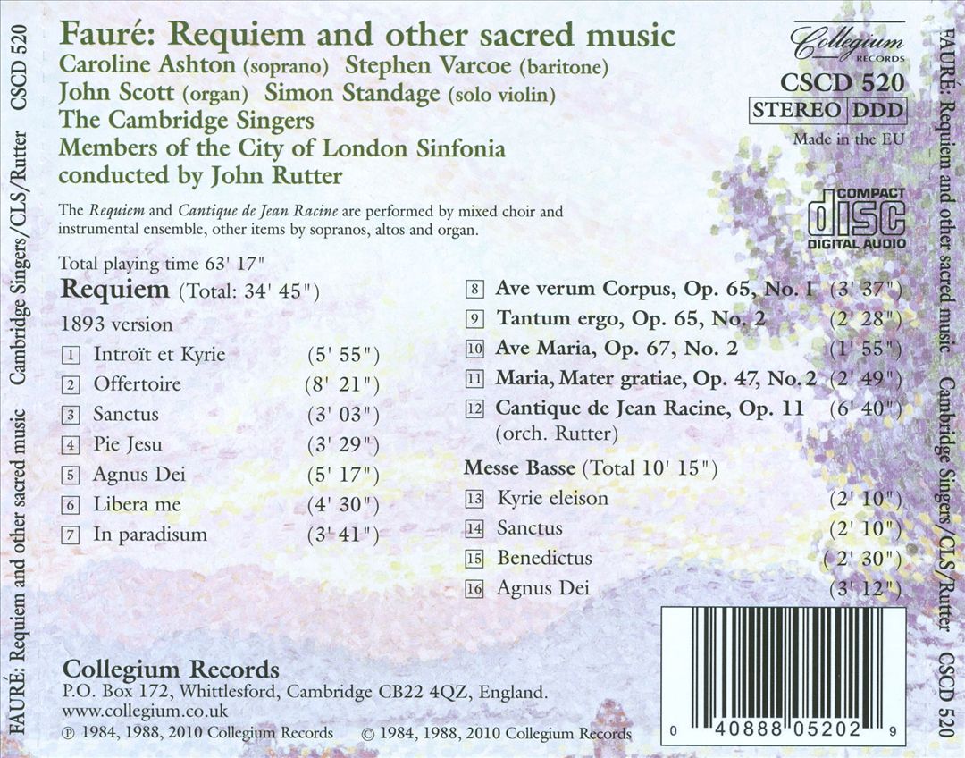 Fauré: Requiem and Other Sacred Music cover art