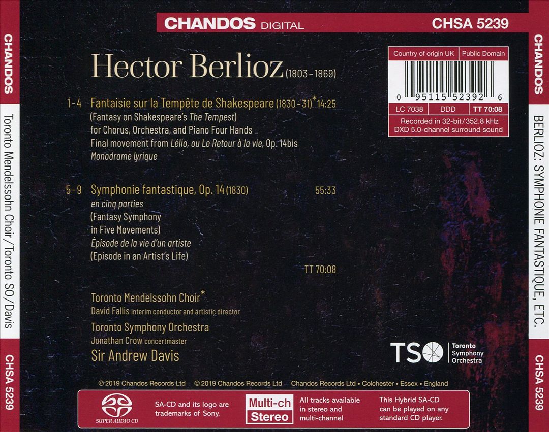 Berlioz: Symphonie fantastique; Fantasie sur la Tempète de Shakespeare cover art