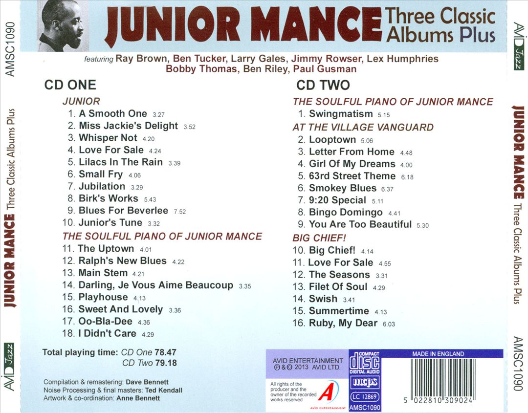 Three Classic Albums Plus: Junior/The Soulful Piano of Junior Mance/At the Village Vanguard/Big Chief! cover art
