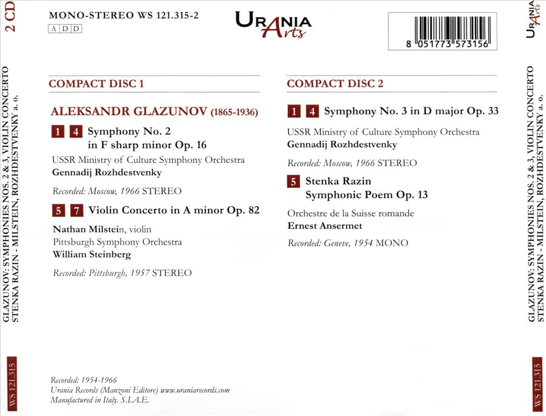 Glazunov: Symphonies 2 & 3; Violin Concerto; Stenka Razin cover art