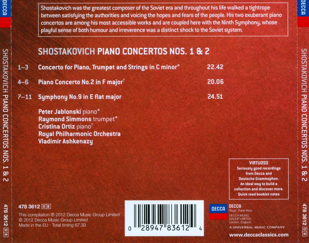 Shostakovich: Piano Concertos Nos.1 & 2; Symphony No.9 cover art