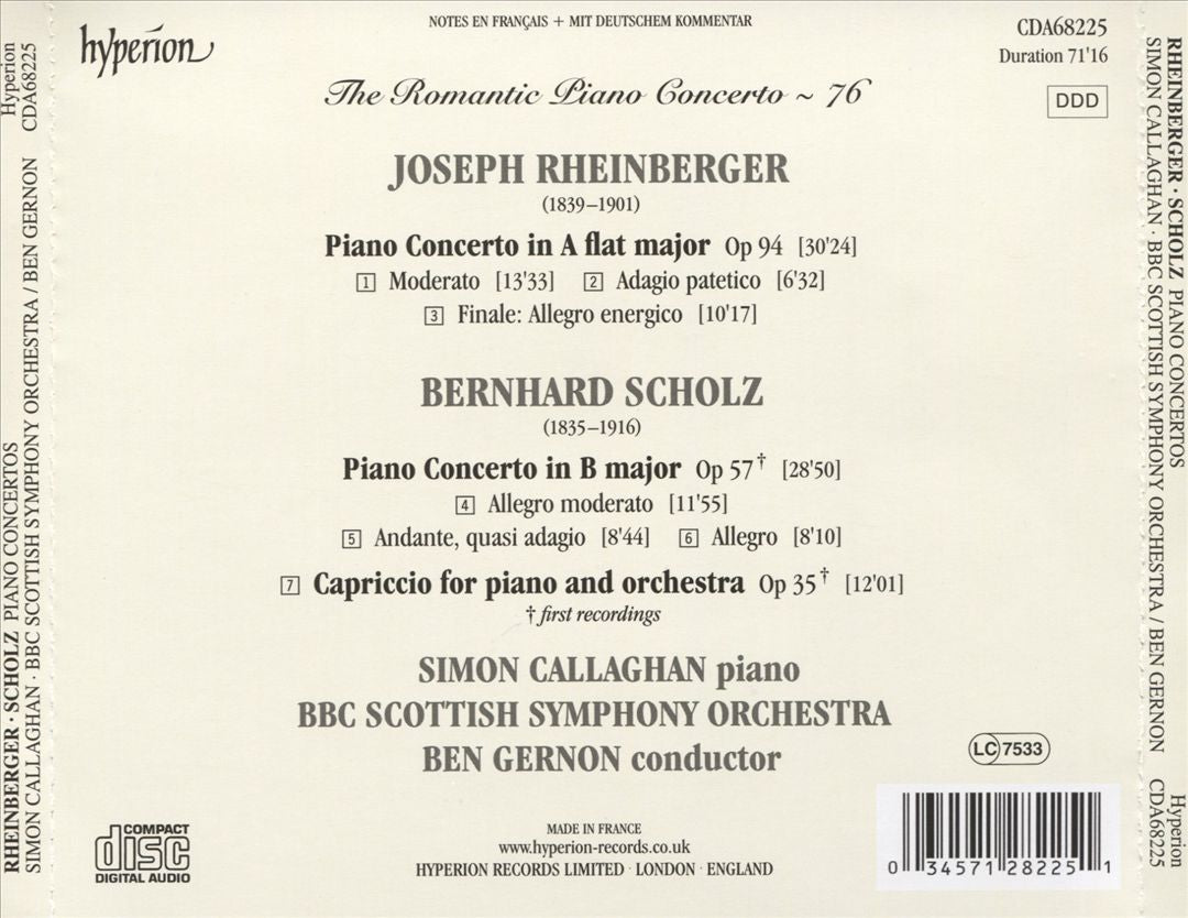 Romantic Piano Concerto, Vol. 76: Rheinberger, Scholz cover art