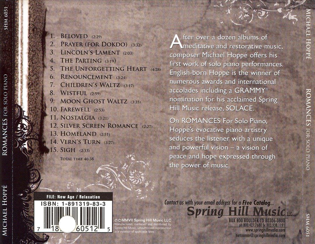Romances for Solo Piano cover art