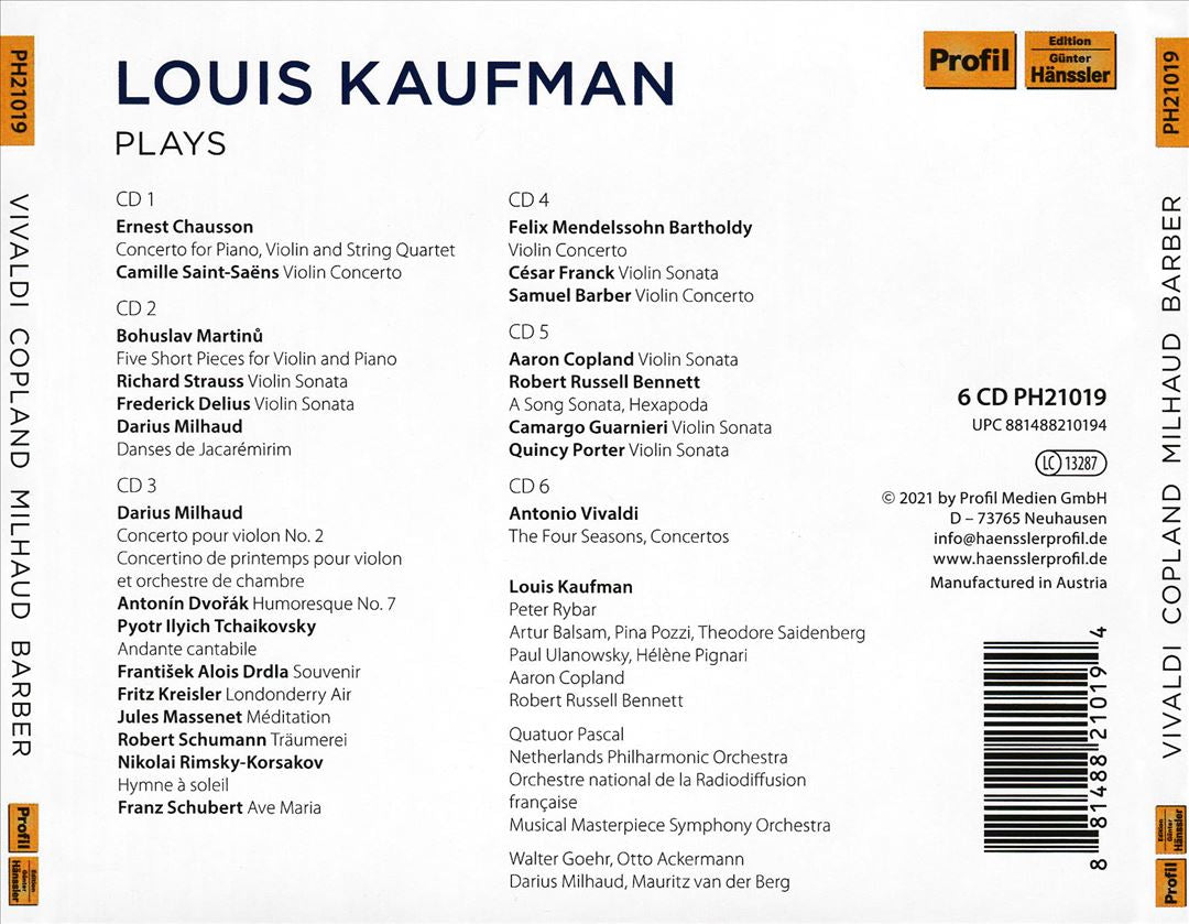 Louis Kaufman cover art