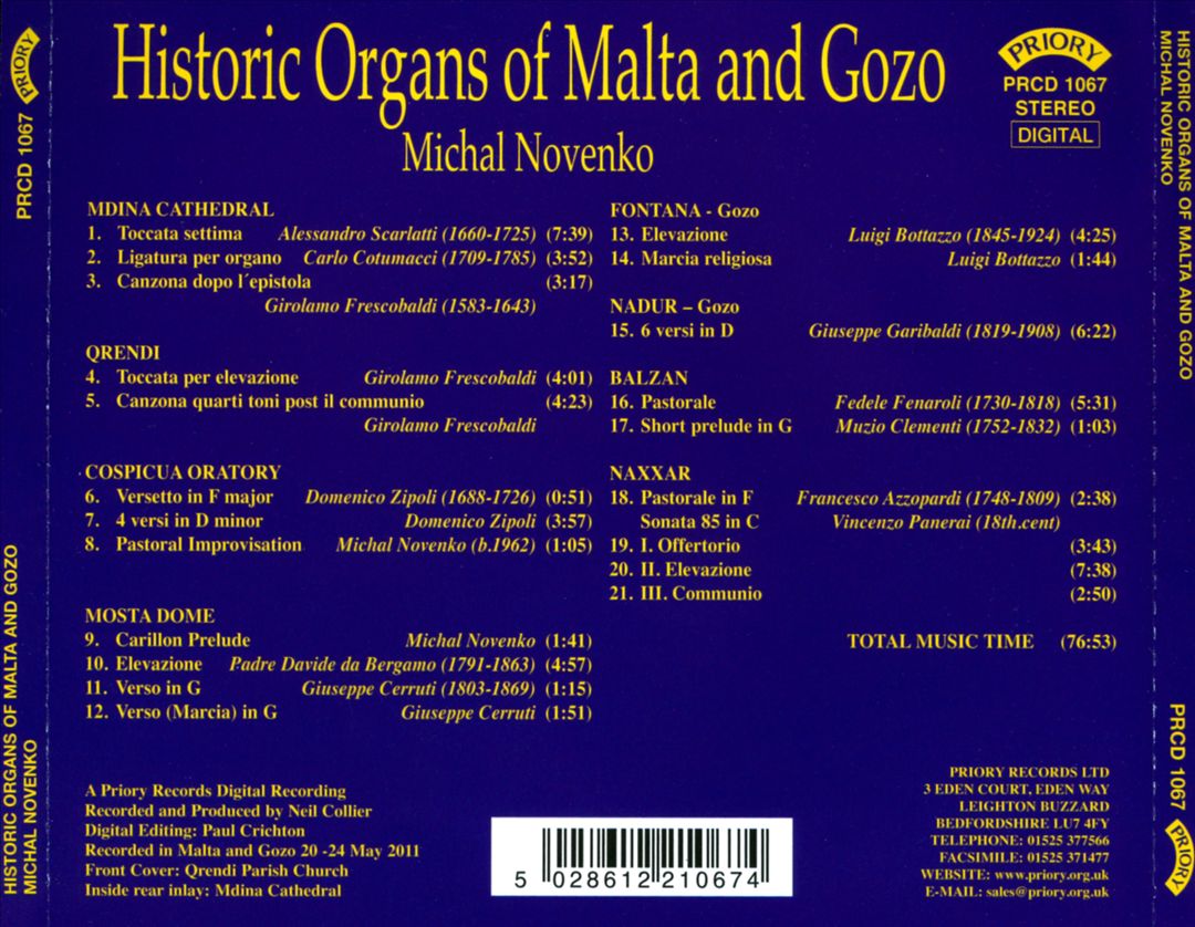 Historic Organs of Malta and Gozo cover art