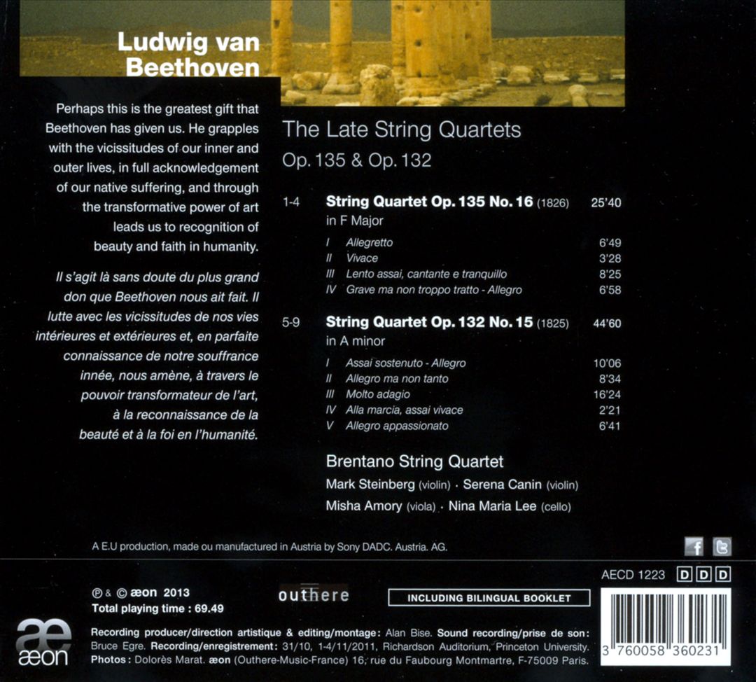 Beethoven: The Late String Quartets, Opp. 135 & 132 cover art