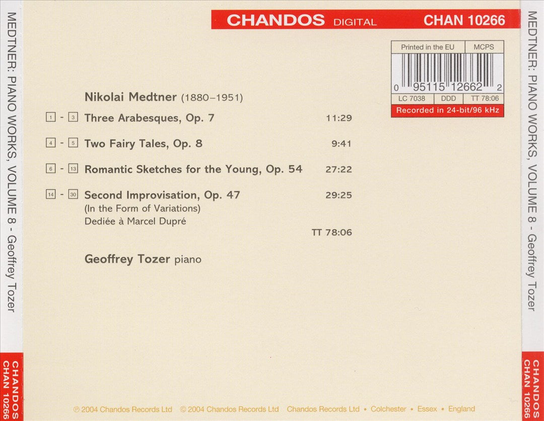 Piano Works of Nikolai Medtner, Vol. 8 cover art