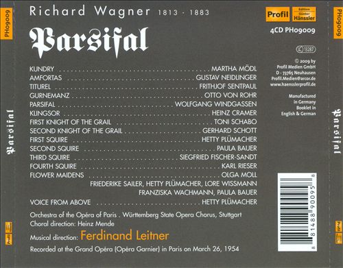 Richard Wagner: Parsifal cover art
