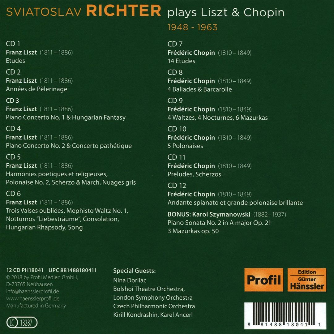 Sviatoslav Richter plays Liszt & Chopin cover art