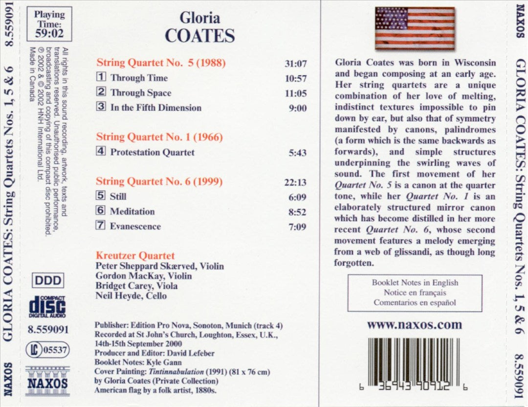 Gloria Coates: String Quartets Nos. 1, 5, 6 cover art