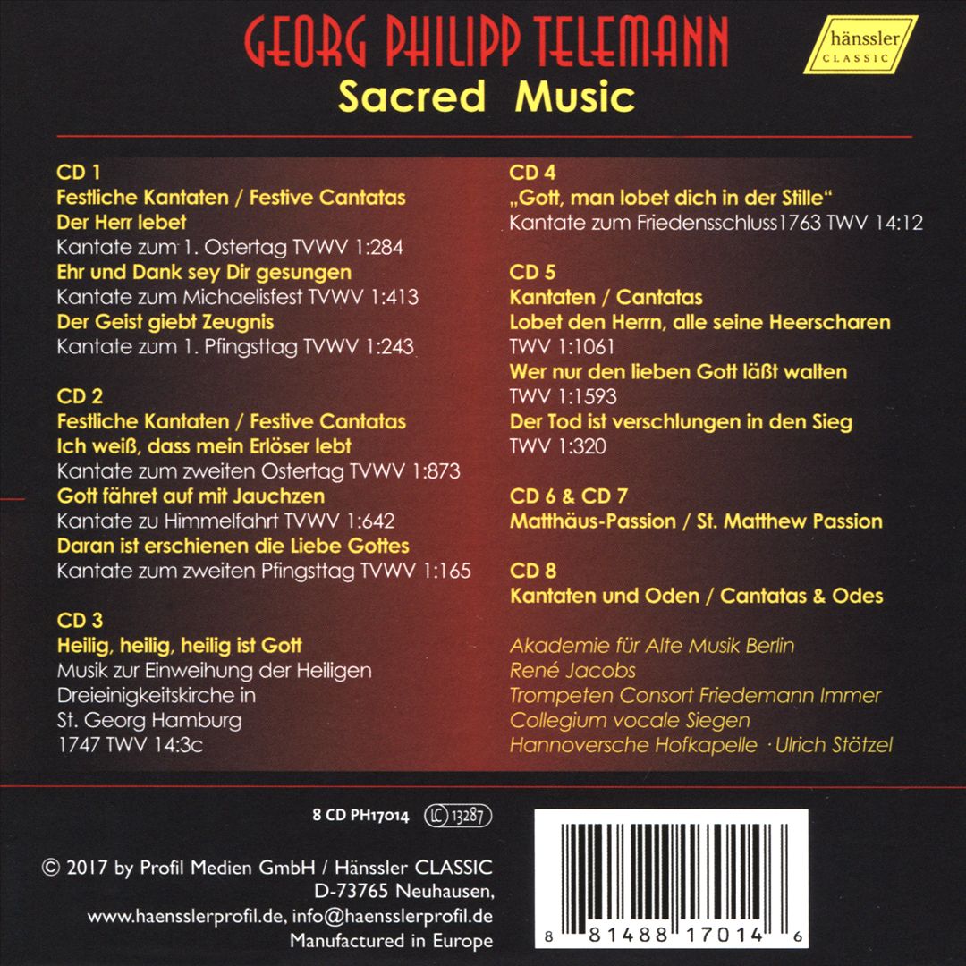 Georg Philipp Telemann: Sacred Music cover art