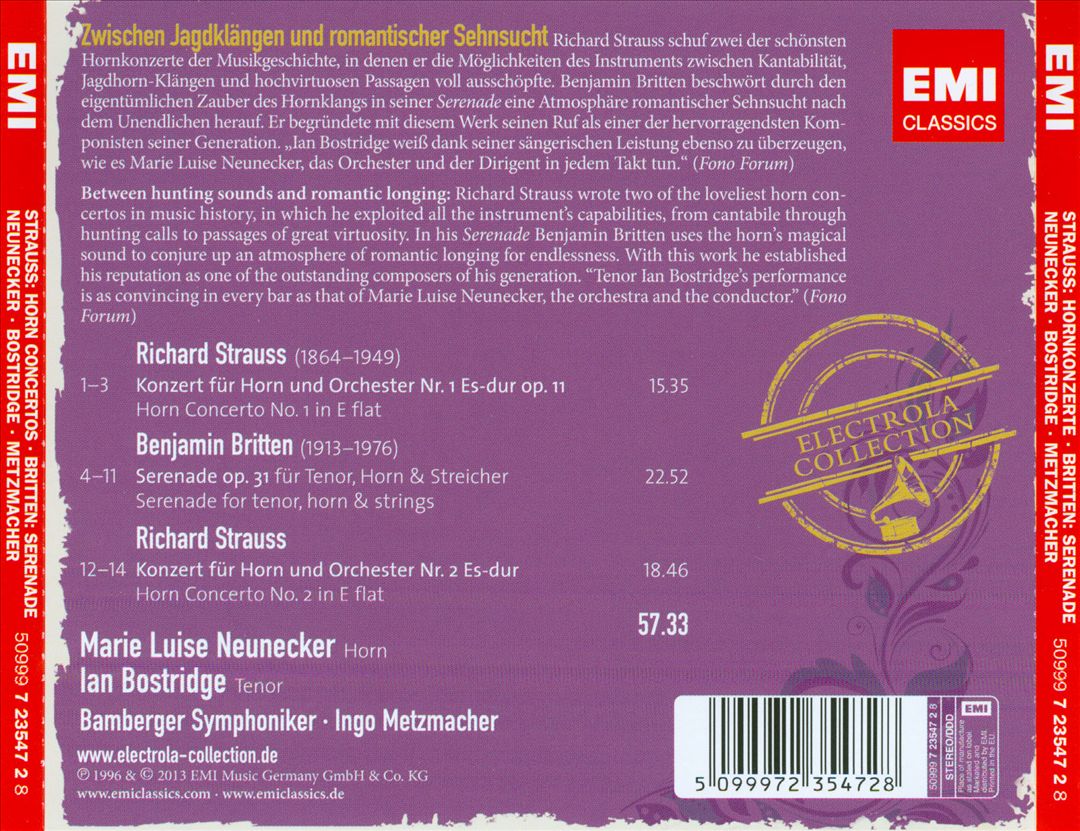 Strauss: Hornkonzerte No. 1 & 2; Britten: Serenade Op. 31 cover art