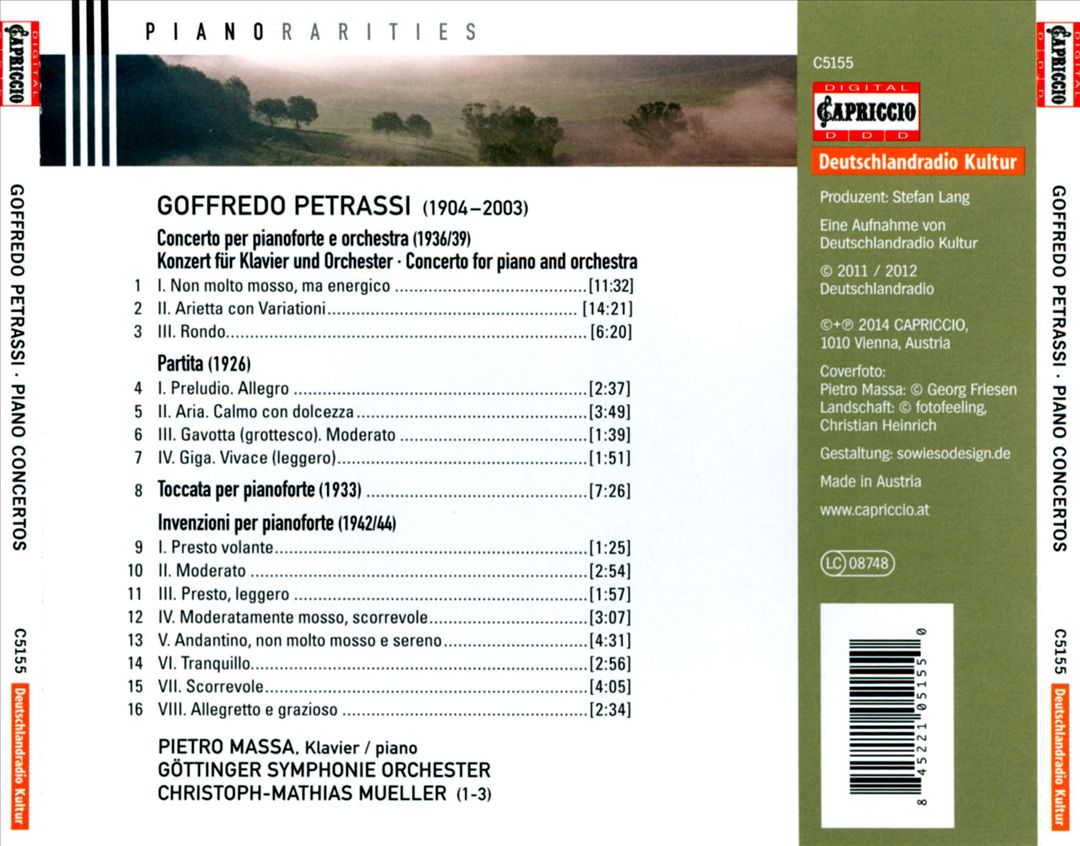 Goffredo Petrassi: Piano Concerto; Partita; Toccata & Invenzioni cover art