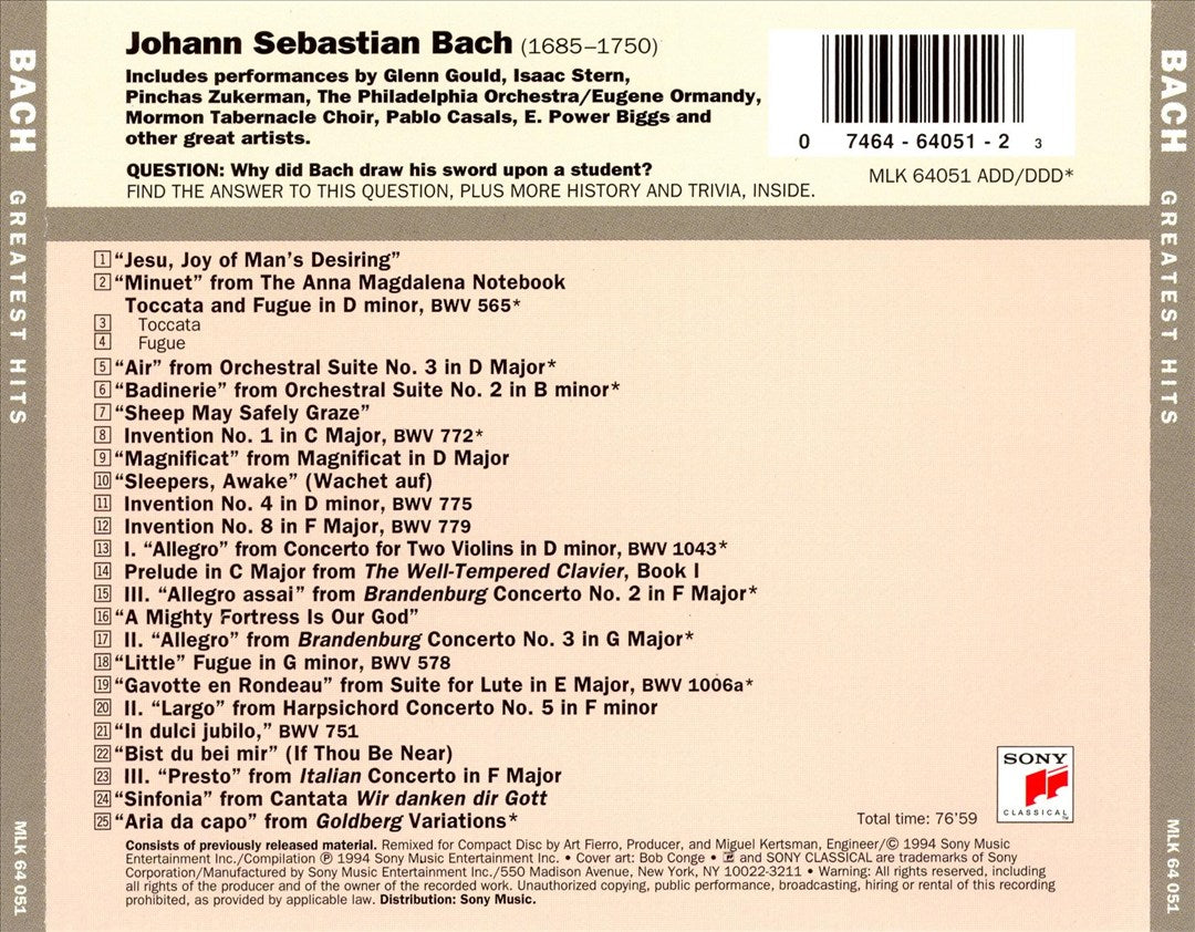 Bach: Greatest Hits cover art