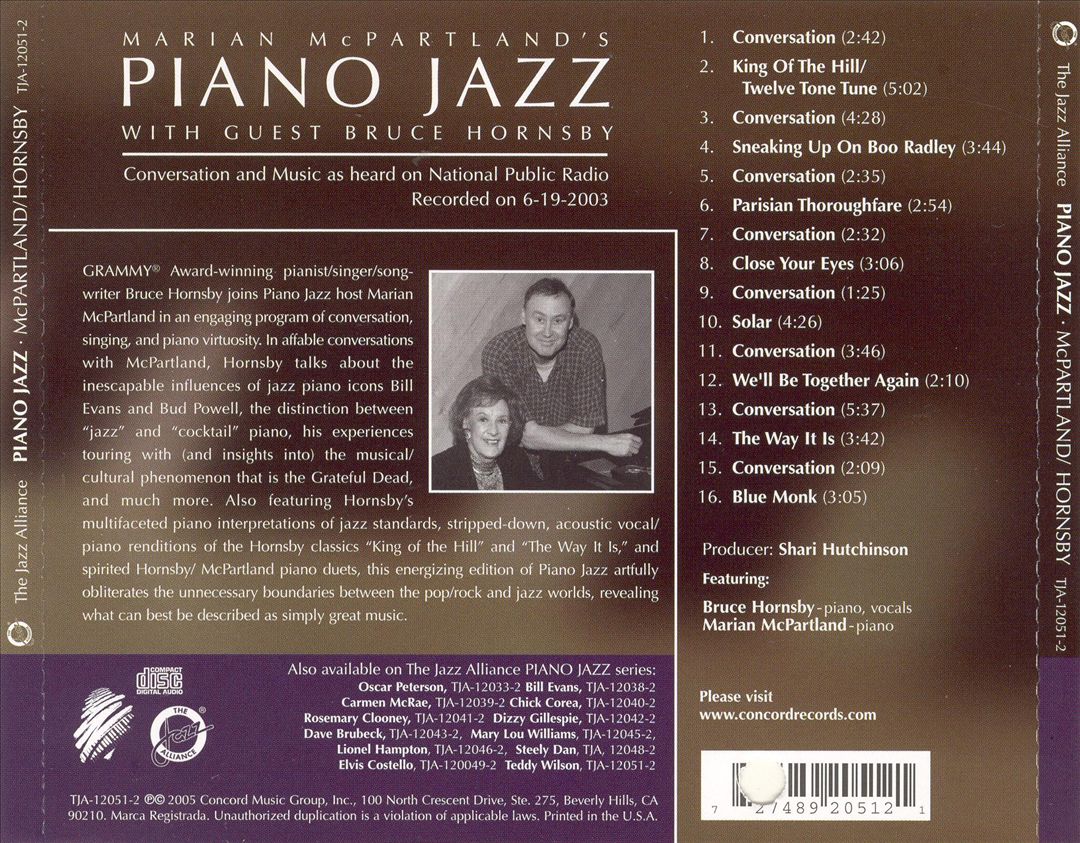 Marian McPartland's Piano Jazz with Guest Bruce Hornsby cover art