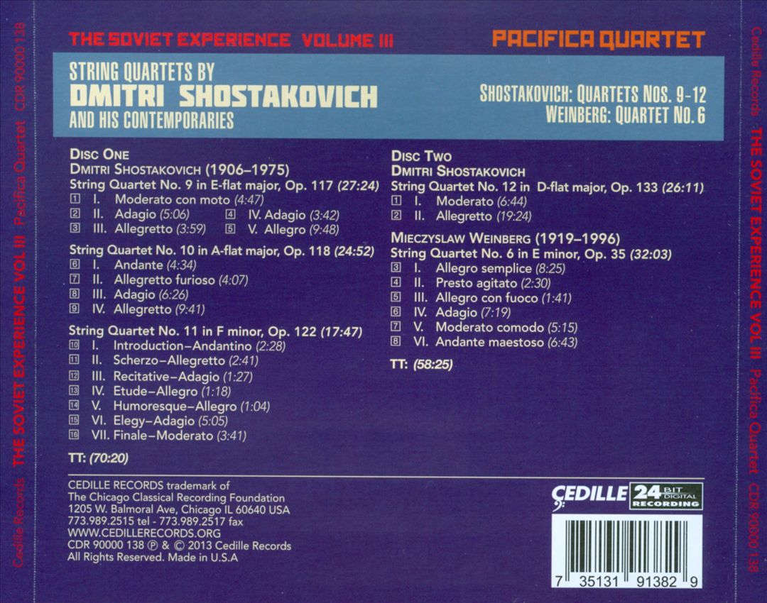 Soviet Experience, Vol. 3: String Quartets by Dmitri Shostakovich and his Contemporaries cover art