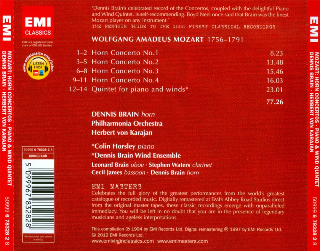 Mozart: Horn Concertos; Quintet, K 452 cover art