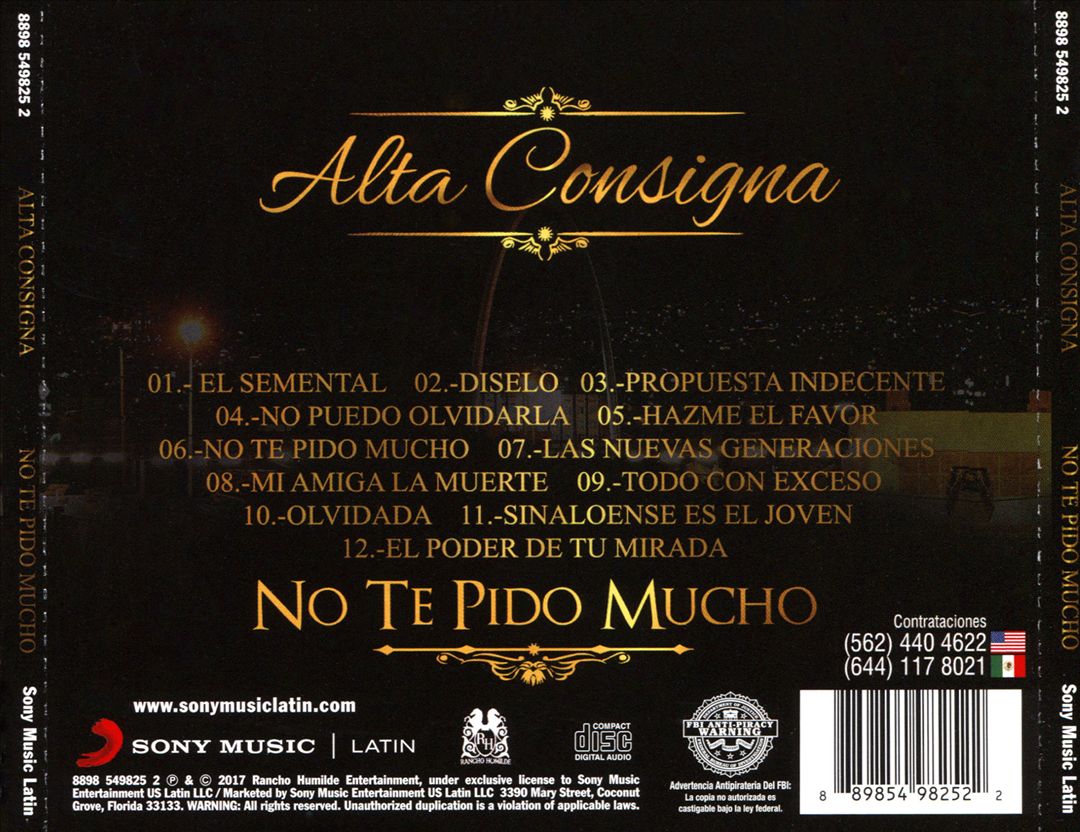 No Te Pido Mucho cover art