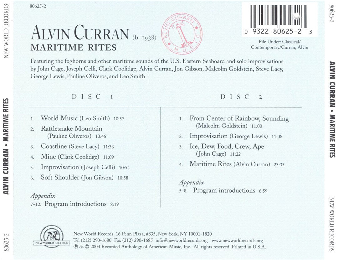 Alvin Curran: Maritime Rites cover art