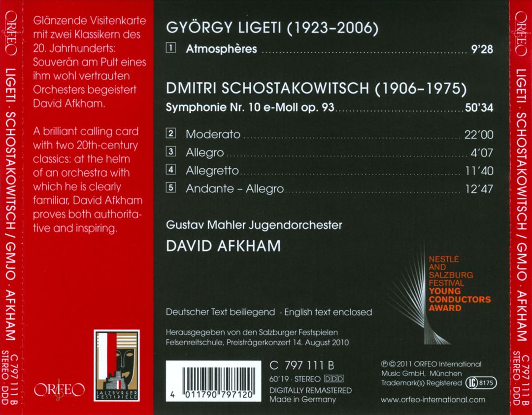 Ligeti: Atmosphères; Shostakovich: Symphony No. 10 cover art