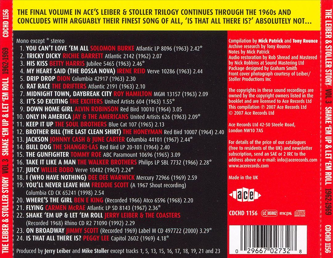 Leiber & Stoller Story, Vol. 3: Shake 'Em Up & Let 'Em Roll 1962-1969 cover art
