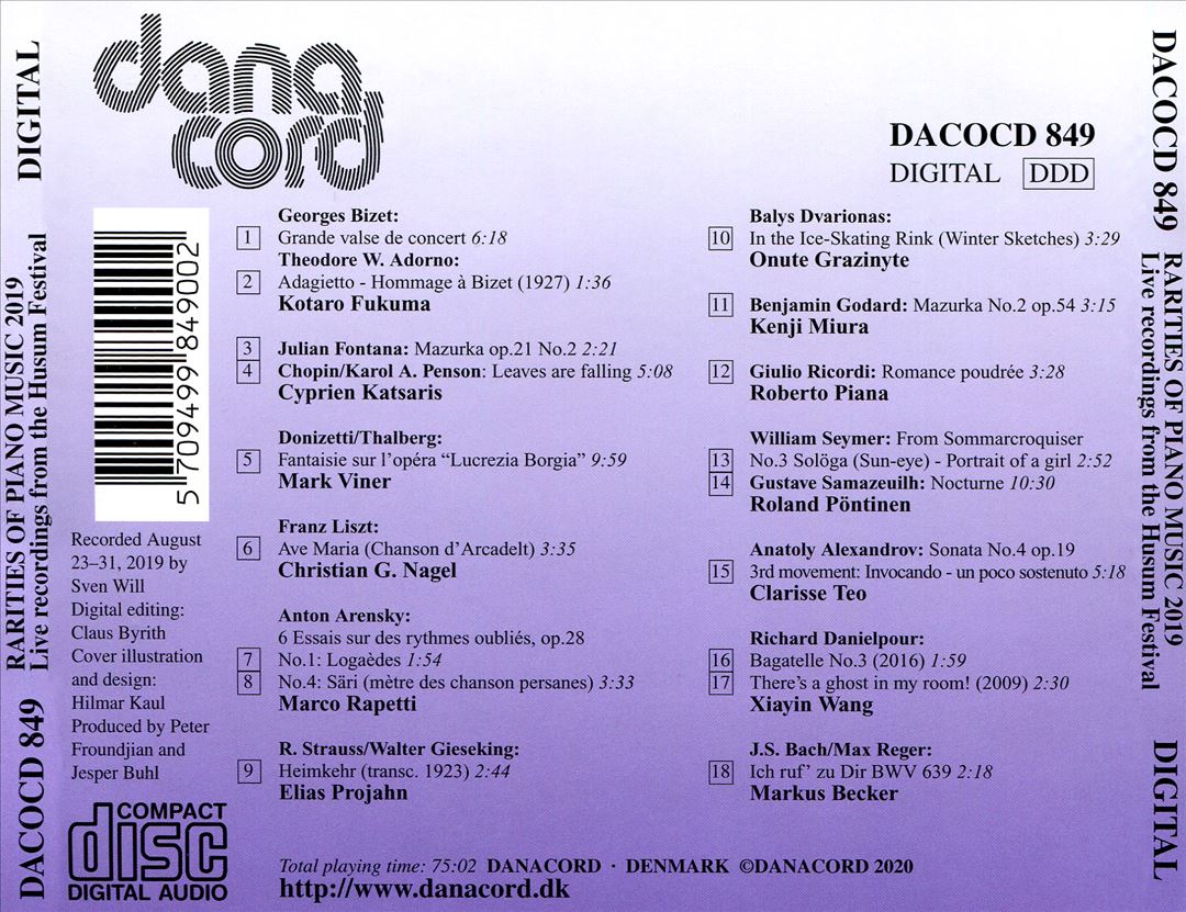 Rarities of Piano at Schloss vor Husum from the 2019 Festival cover art