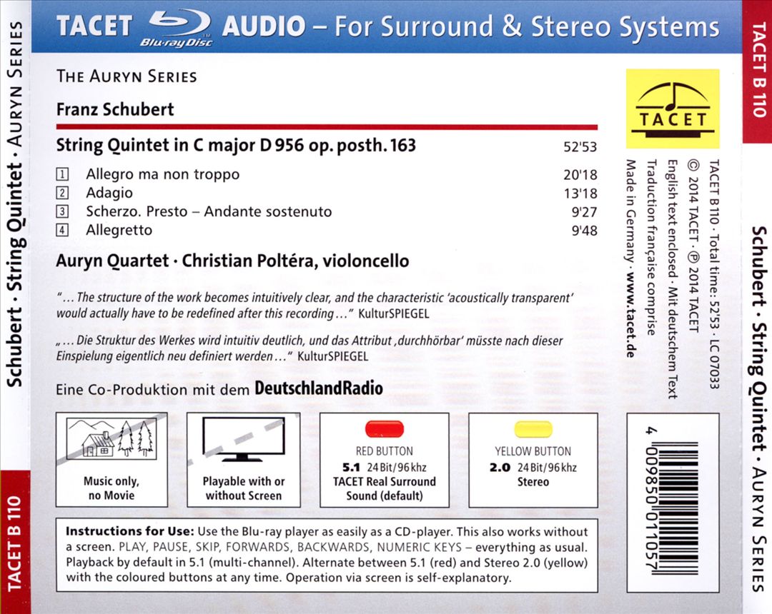 Franz Schubert: String Quintet C major D 956 cover art