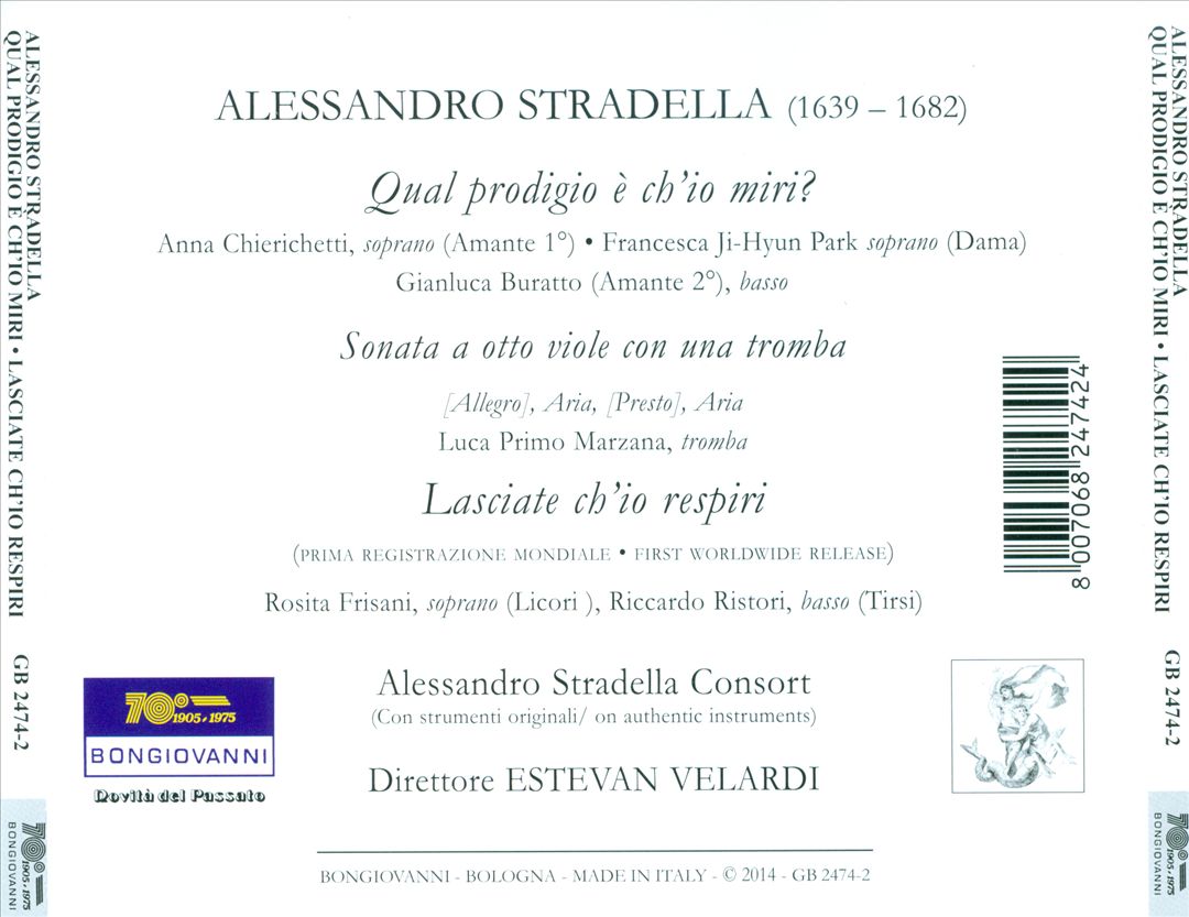 Stradella: Qual prodigio è ch'io miri?; Sonata a otto viole con una tromba; Lasciate ch'io respiri cover art