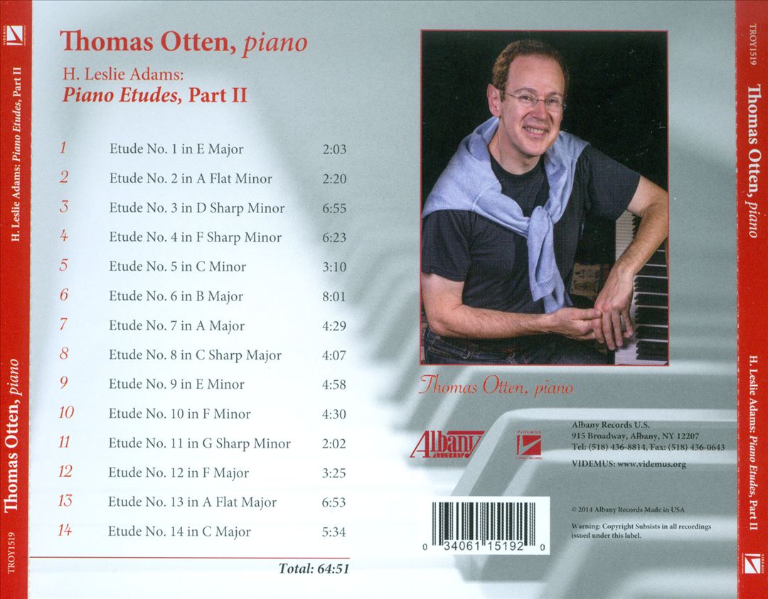 H. Leslie Adams: Piano Etudes, Part II cover art