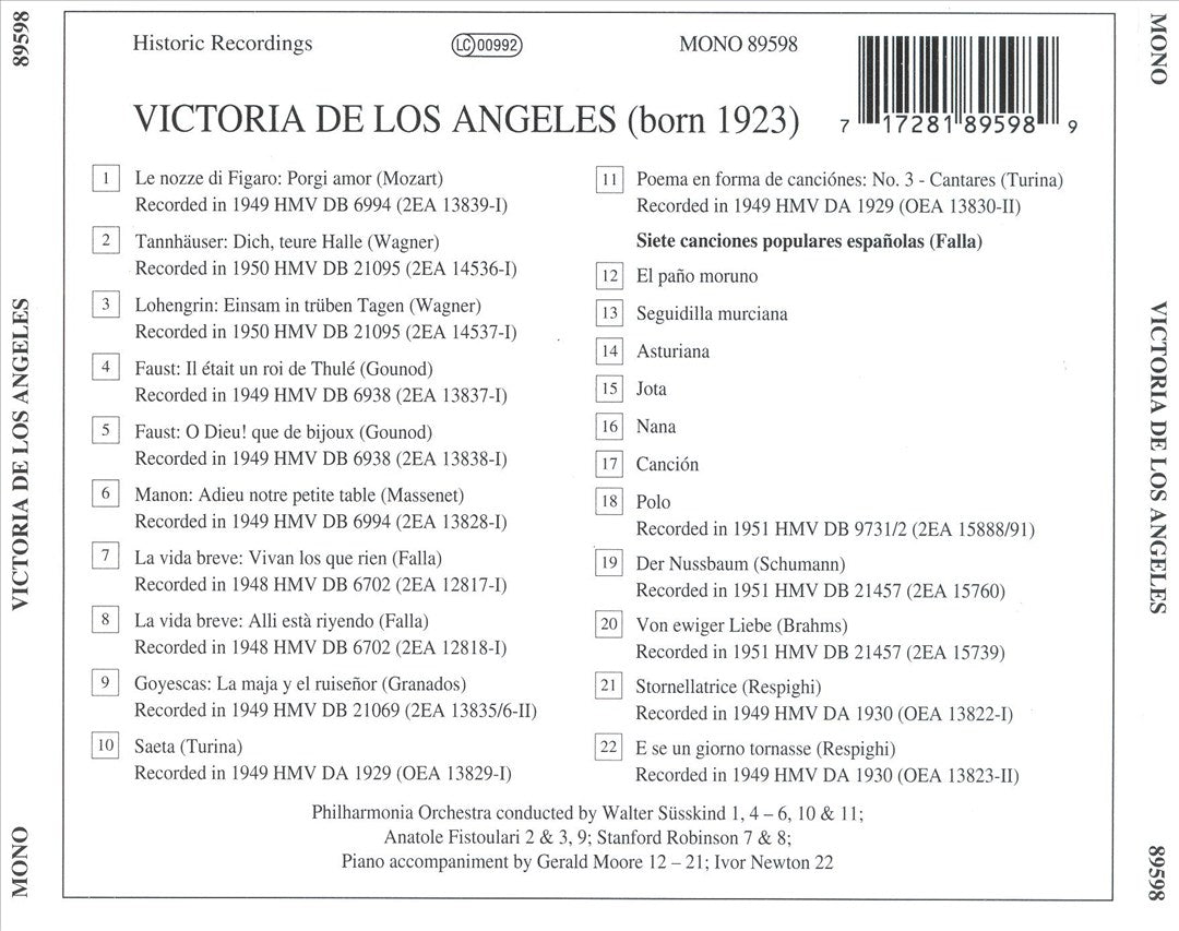 Lebendige Vergangenheit: Victoria de los Angeles cover art