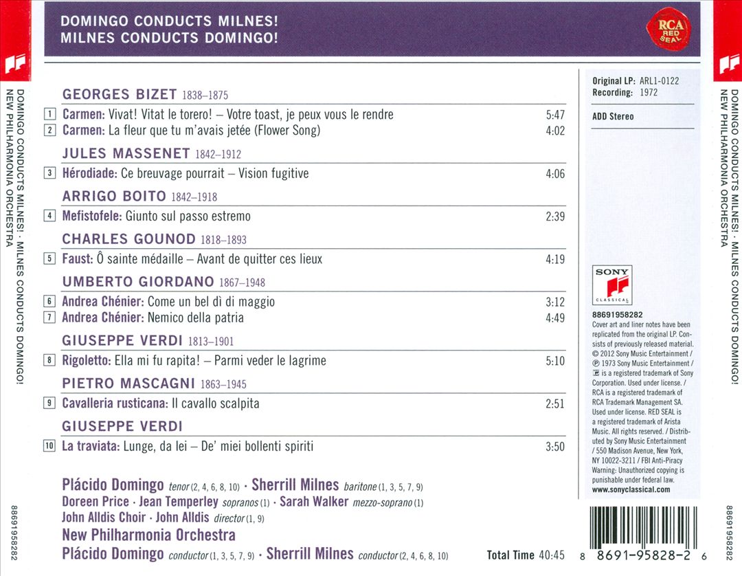 Domingo Conducts Milnes! Milnes Conducts Domingo! cover art