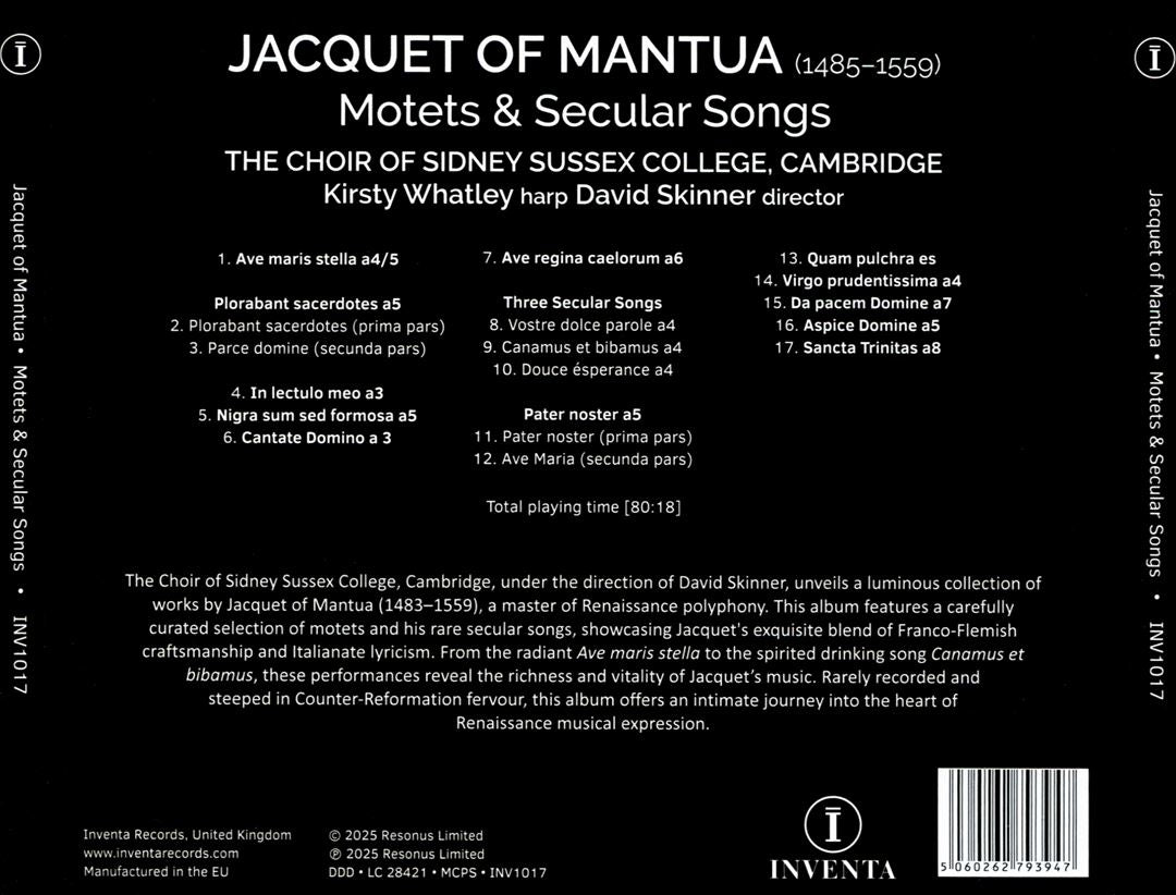 Jacquet of Mantua: Motets & Secular Songs cover art