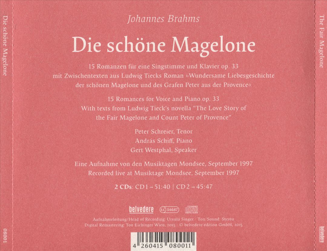 Johannes Brahms: Die schöne Magelone cover art