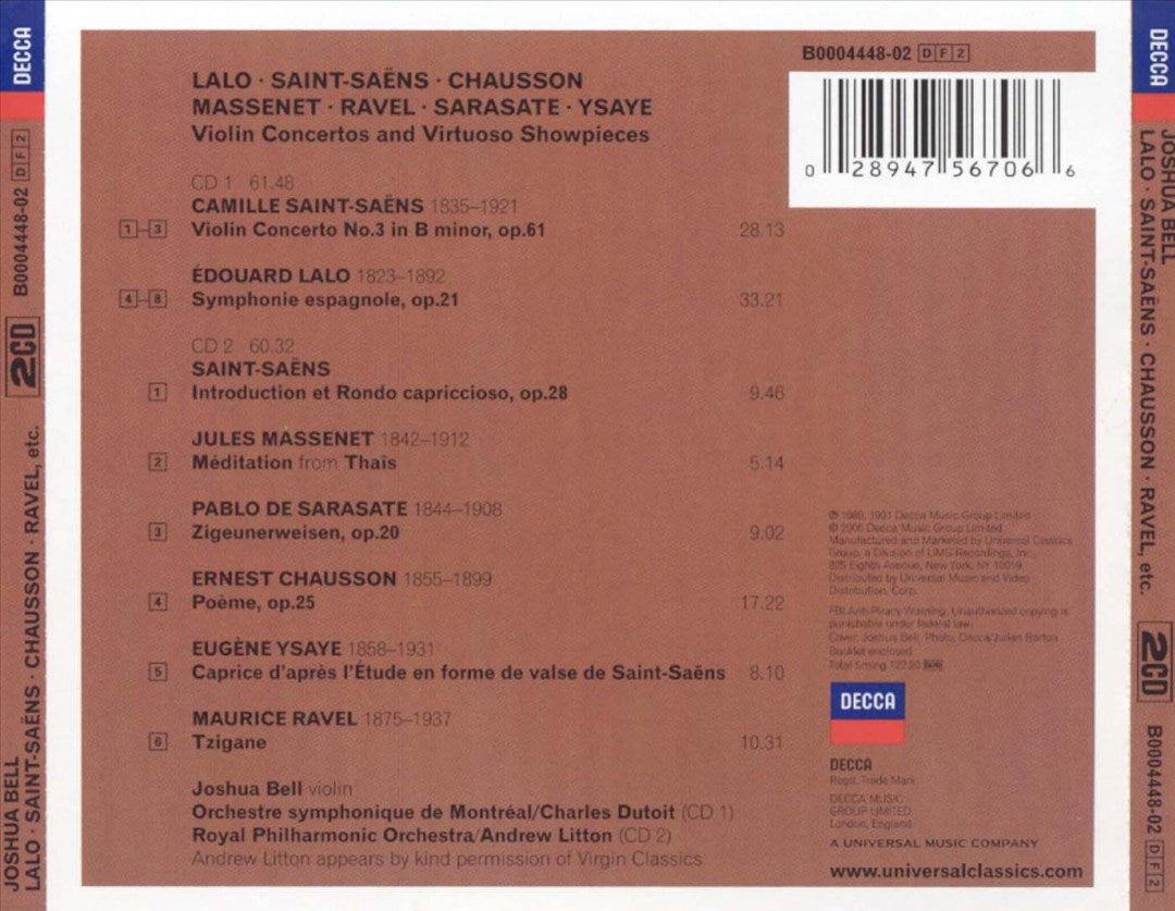 Lalo: Symphonie espagnole; Saint-Saëns: Violin Concerto No. 3; Chausson: Poème cover art