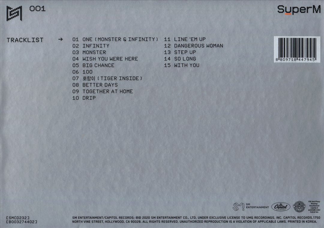SuperM The 1st Album 'Super One' [Super Version] cover art