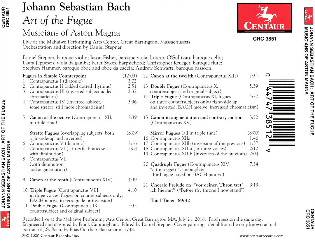 Johann Sebastian Bach: Art of the Fugue cover art