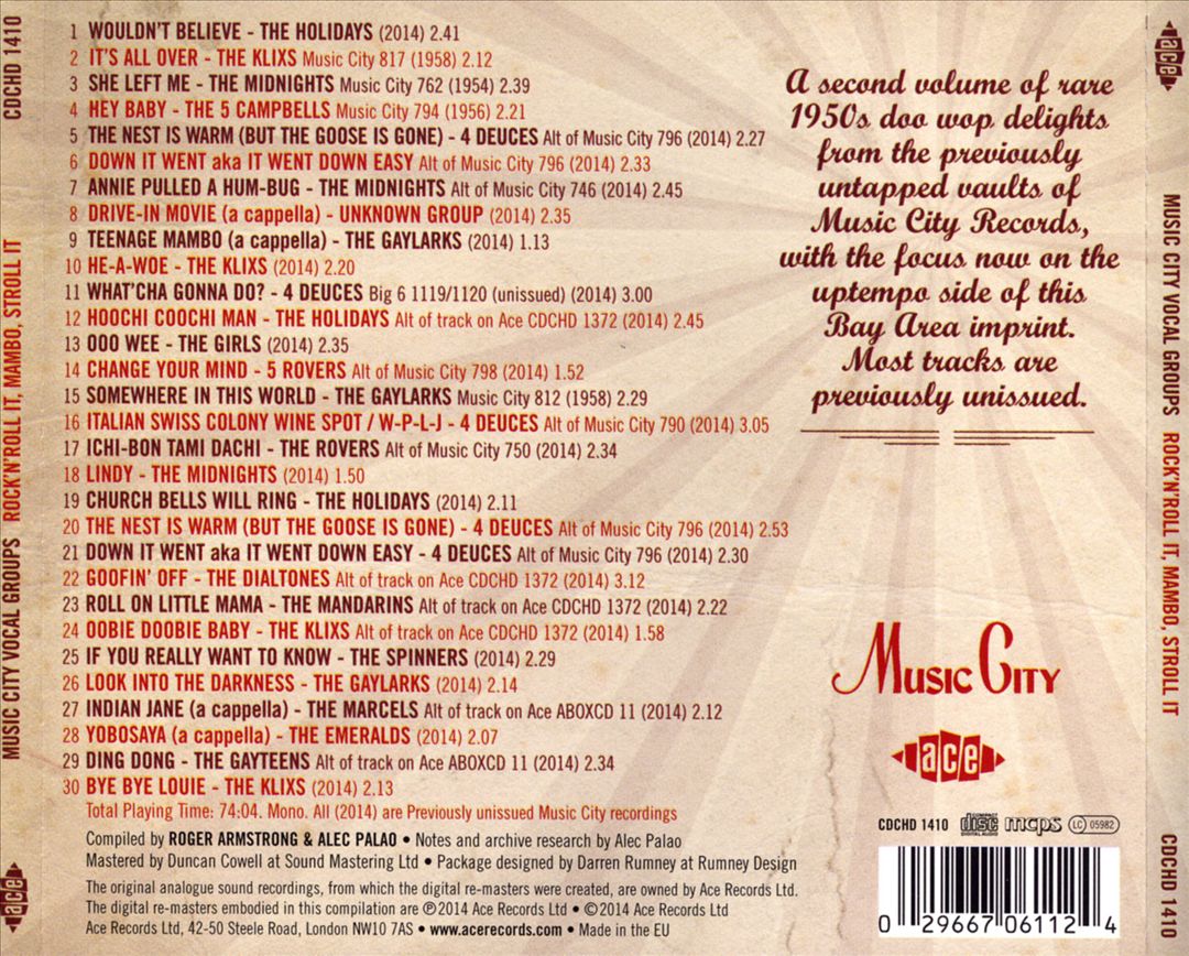 Music City Vocal Groups: Rock 'N' Roll It, Mambo, Stroll It cover art