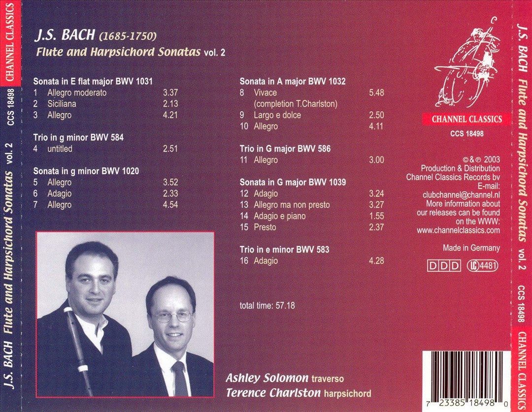 Bach: Flute and Harpsichord Sonatas, Vol. 2 cover art