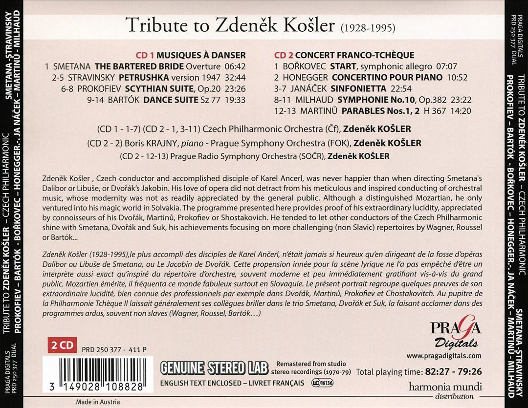 Zdenek Košler conducts Smetana, Stravinsky, Prokofiev, Bartók, et. al. cover art
