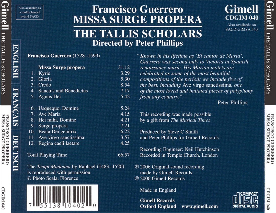 Francisco Guerrero: Missa Surge Propera cover art
