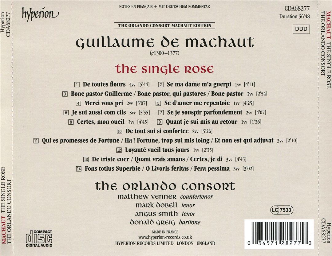 Machaut: The Single Rose cover art