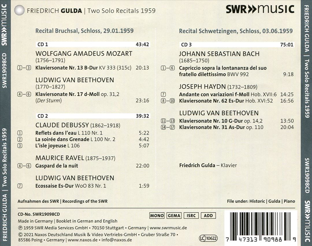 Two Solo Recitals 1959 cover art