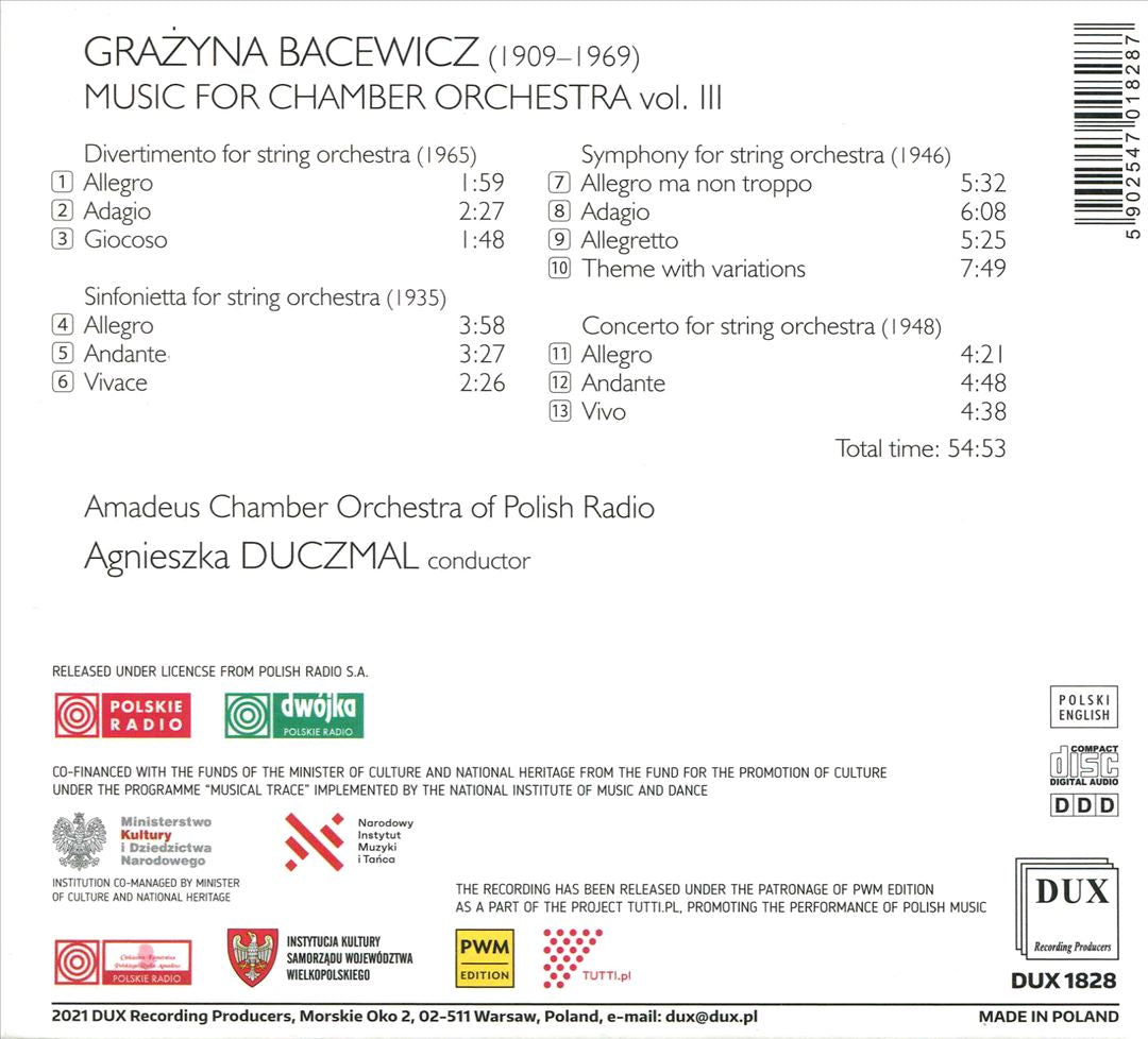 Grazyna Bacewicz: Music for Chamber Orchestra, Vol. 3 cover art